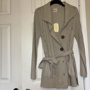NWT Effeci Medium Beige Belted Cardigan Sweater Women’s Size M New with Tags